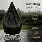 Hängesessel mit Gestell Outdoor Indoor, Sommer Winter Wendebezug, bis 150 kg, faltbar, mit Abdeckplane, Grau