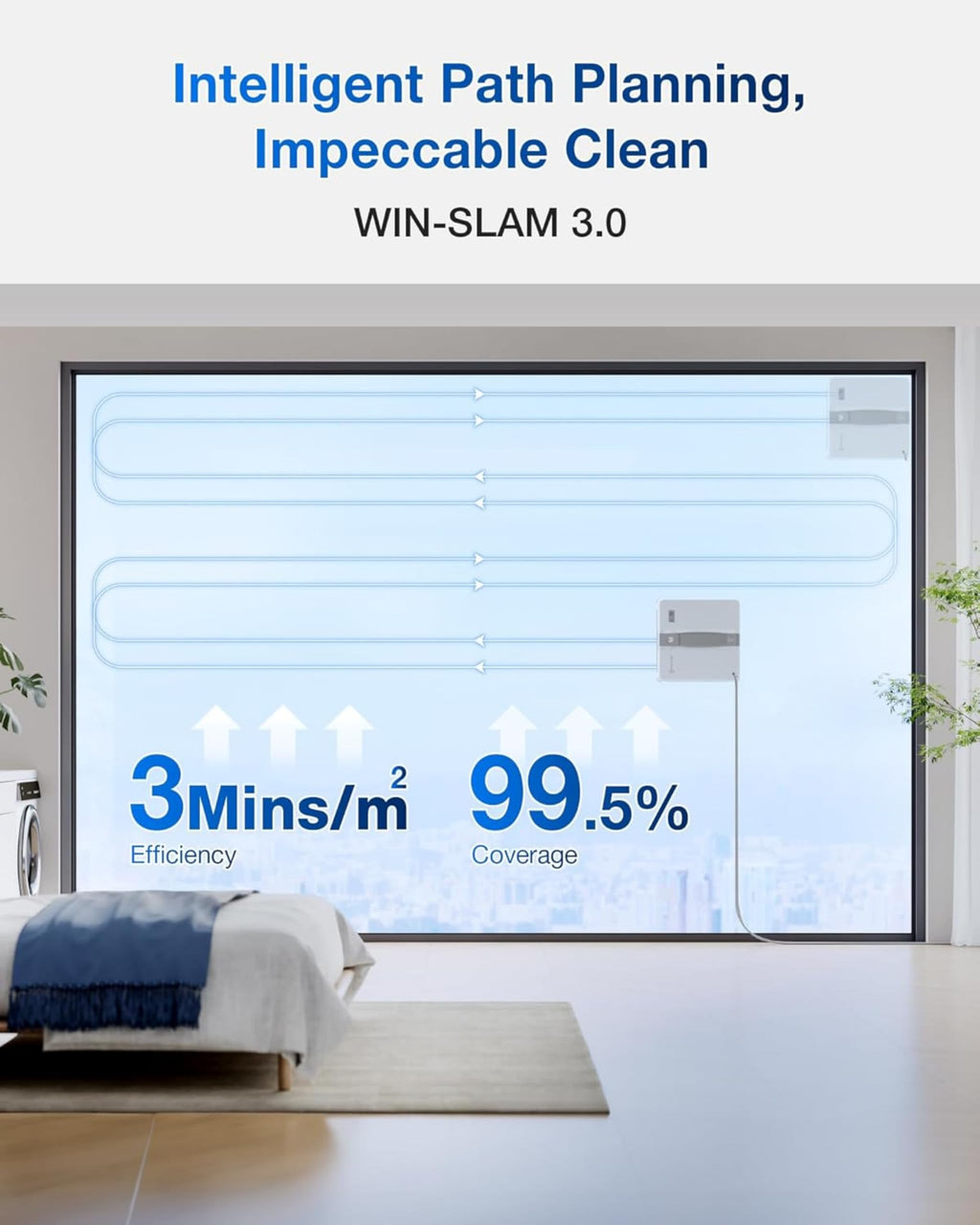 WINBOT Mini Fensterputzroboter grau für kleine Fenster automatische Reinigung für Glas und Rahmen