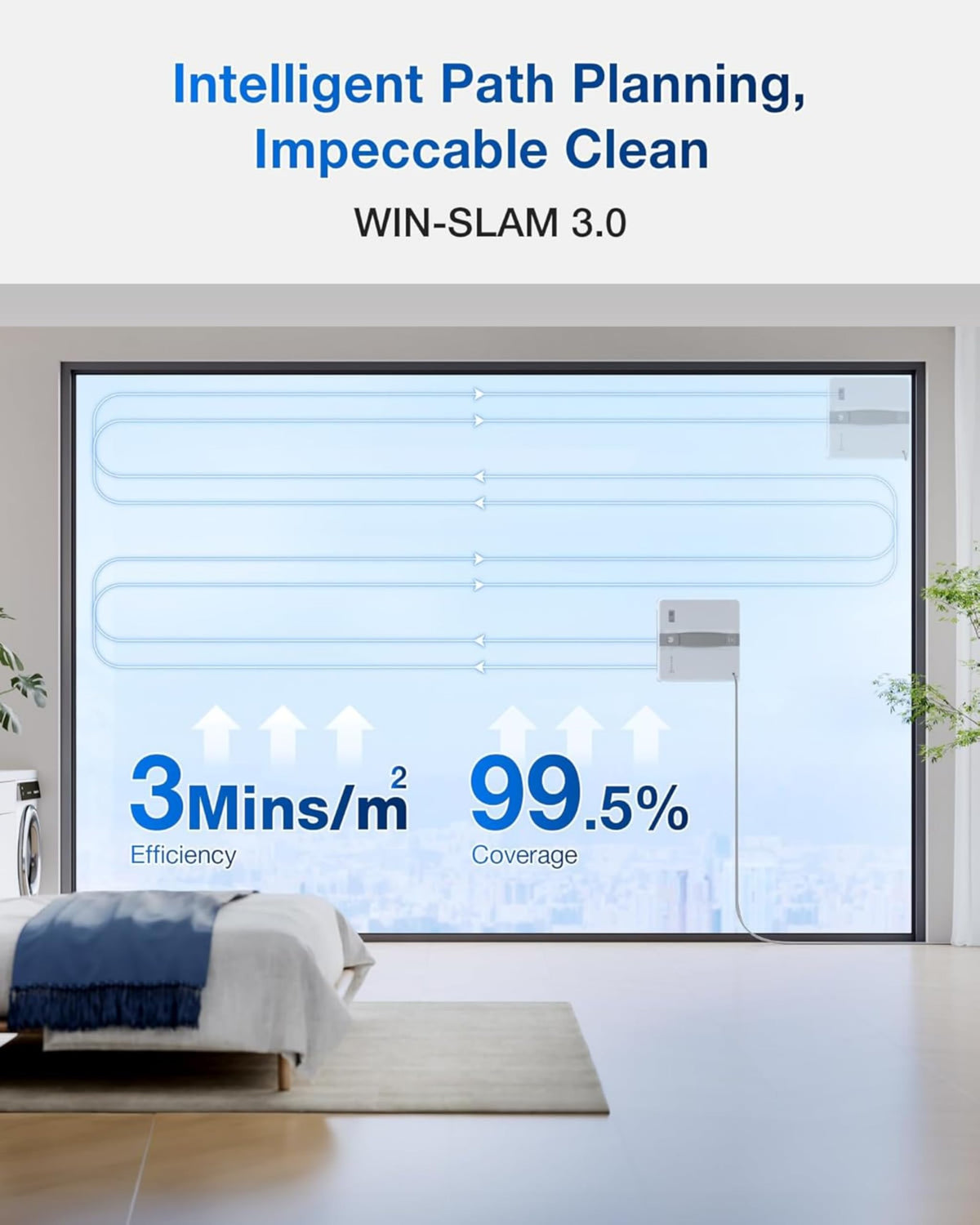 WINBOT Mini Fensterputzroboter grau für kleine Fenster automatische Reinigung für Glas und Rahmen