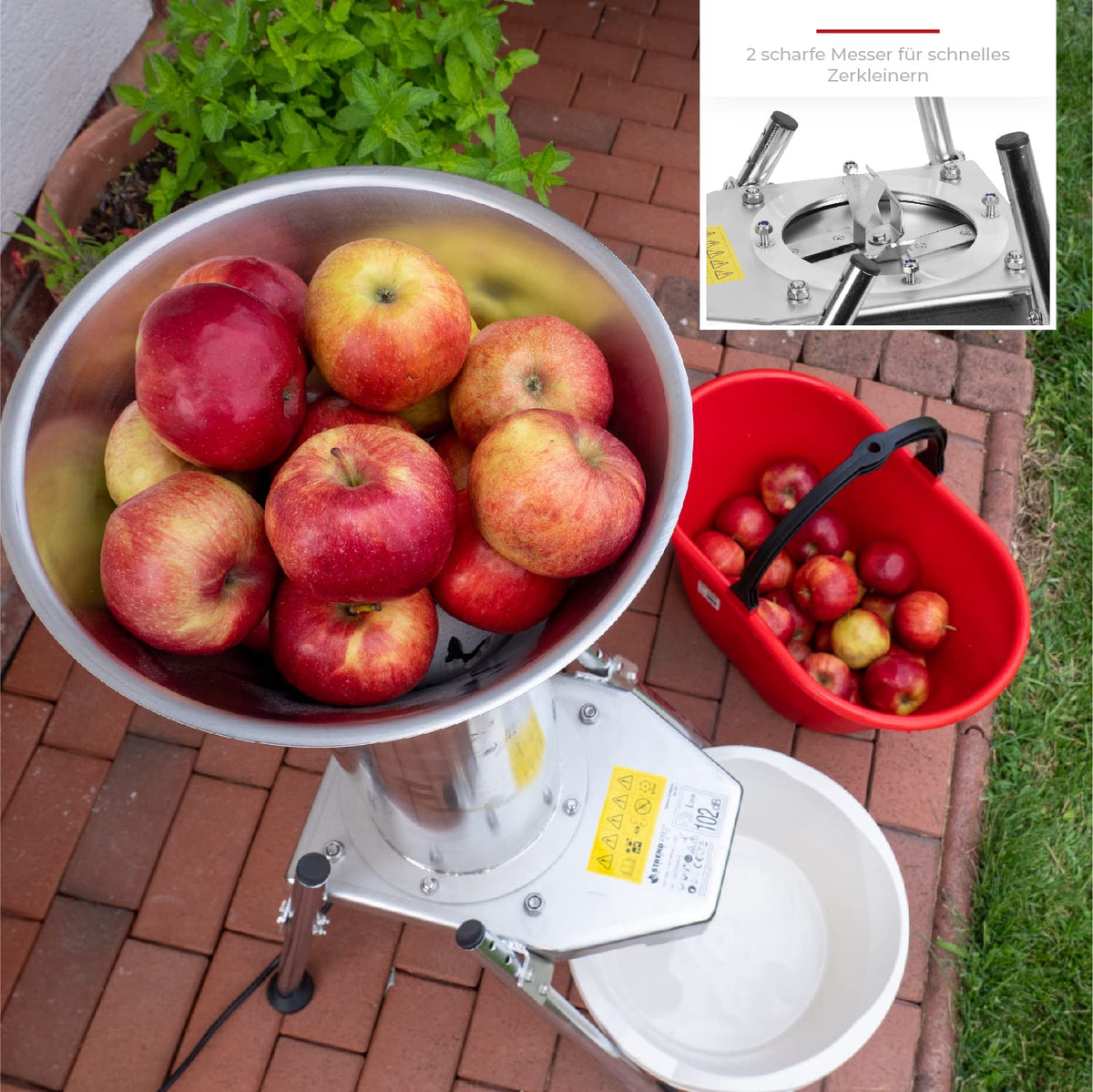 Obsthäcksler Edelstahl 1100W 2800rpm Motor elektrisch für Obst Beeren Kartoffeln Rübenmühle müheloses Hacken