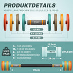 2 in 1 Set Stahl verstellbare Kurzhanteln und Langhanteln 10 kg 2er Set Fitness Hantelset für Heimtraining