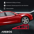 2x Auffahrrampe mit hydraulischem Wagenheber höhenverstellbar bis 2 T für Auto Kfz Werkstatt