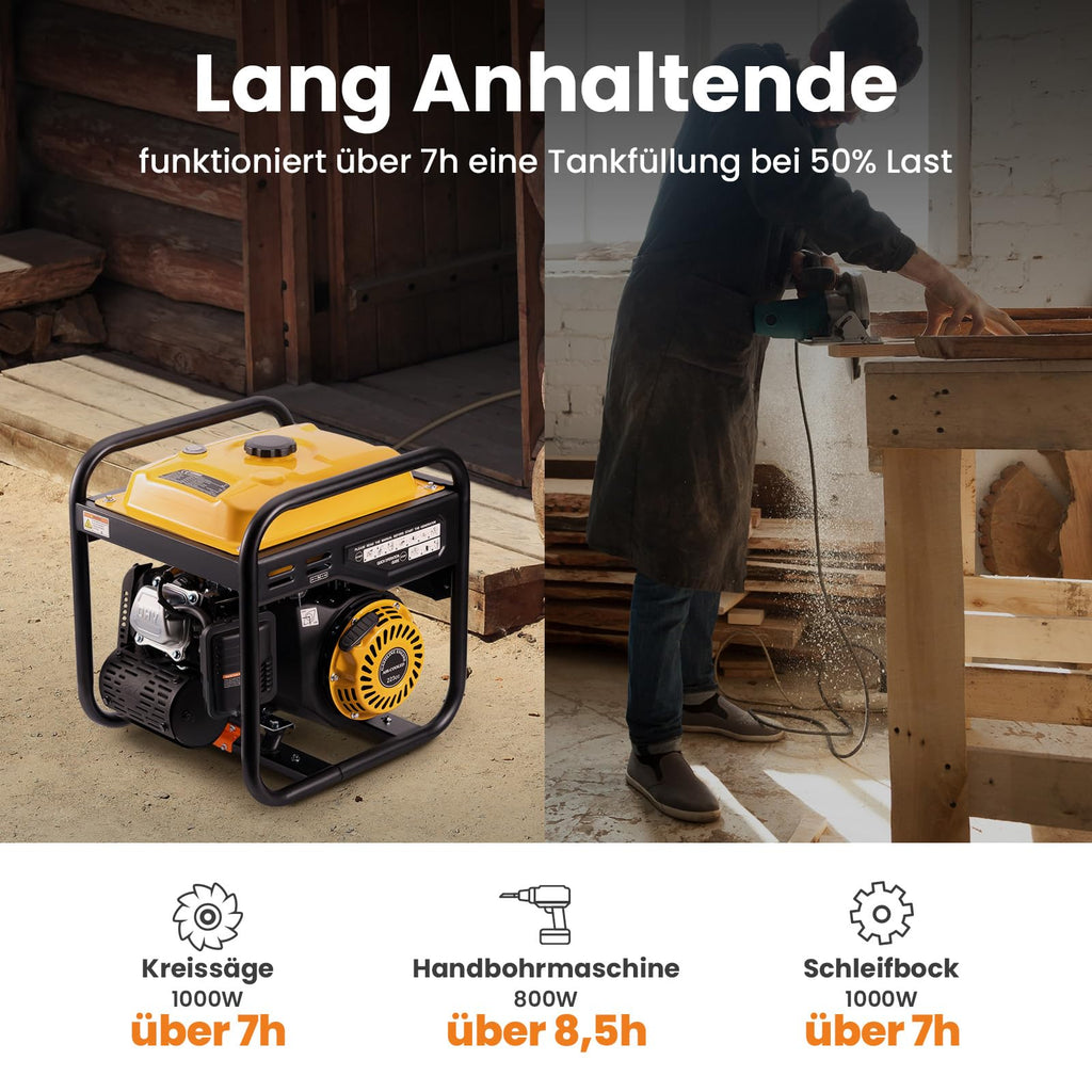 Tragbarer Inverter Stromgenerator 3500W Benzin 4 Takt 223cc Notstromaggregat Generator für Camping