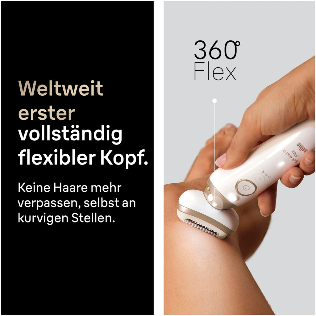 Epilierer für Damen Silk épil 9 Flex Ladyshaver 9 041 3D Gold Nass und Trockenanwendung mit Flexkopf