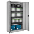Aktenschrank 180x90x40 cm abschließbarer Büroschrank aus Stahl 2 Türen 5 höhenverstellbare Einlegeböden grau