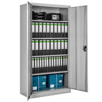 Aktenschrank 180x90x40 cm abschließbarer Büroschrank aus Stahl 2 Türen 5 höhenverstellbare Einlegeböden grau
