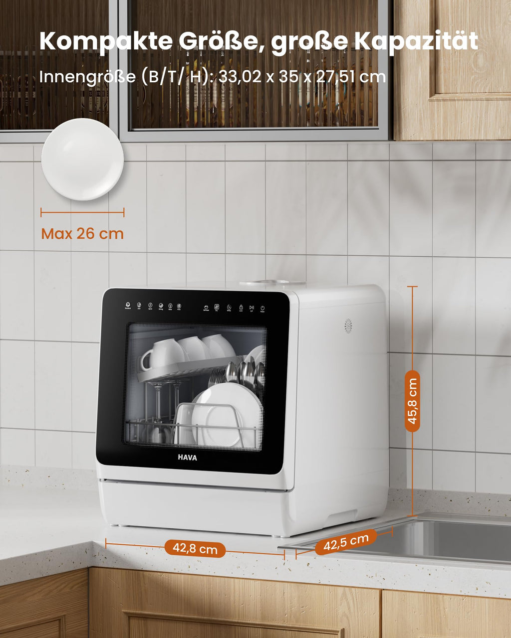 Tischgeschirrspüler mit Wasserenthärter und erhöhter Energieeffizienz Energieeffizienzklasse D