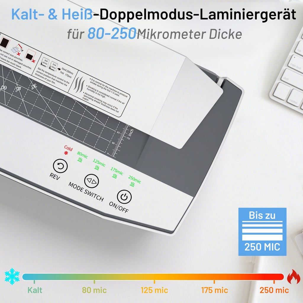 Laminiergerät A3 Set mit 50 Folien und 4 Rollen 1000 mm pro Minute für Büro Schule Zuhause