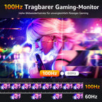 Tragbarer Monitor 18.5 Zoll 1080P FHD 120% sRGB HDMI USB-C Lautsprecher VESA Ständer für Laptop Xbox PS4 PS5