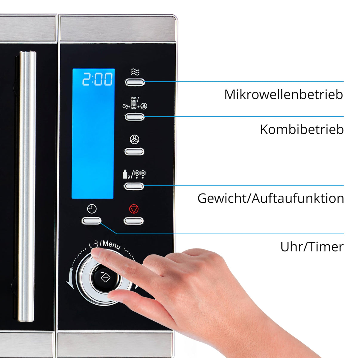 MD 15501 4 in 1 Mikrowelle mit Grill 25 L 900 Watt 1100 Watt Grill 2500 Watt Heißluft 10 Automatikprogramme