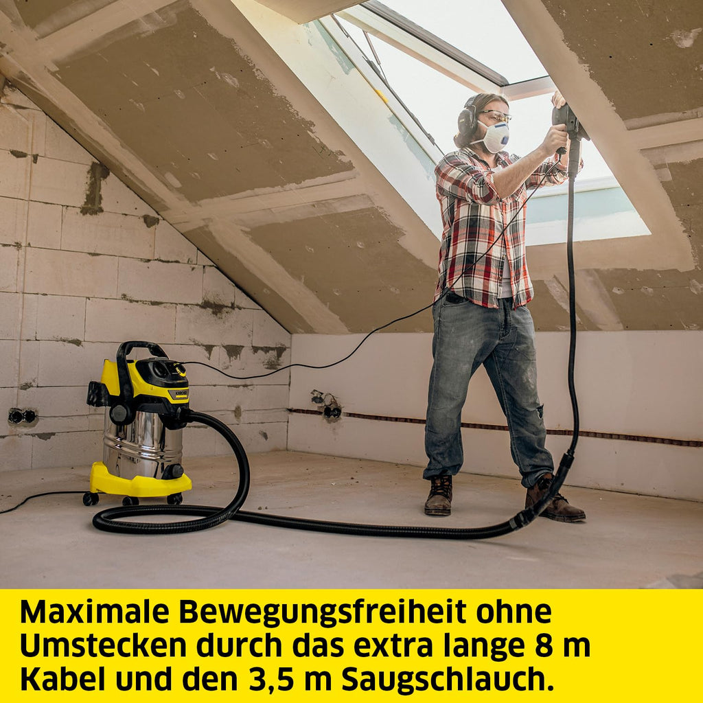 Nass und Trockensauger WD 6 P S V 30 8 35 T für maximale Reichweite in Werkstatt Haushalt Auto Garten