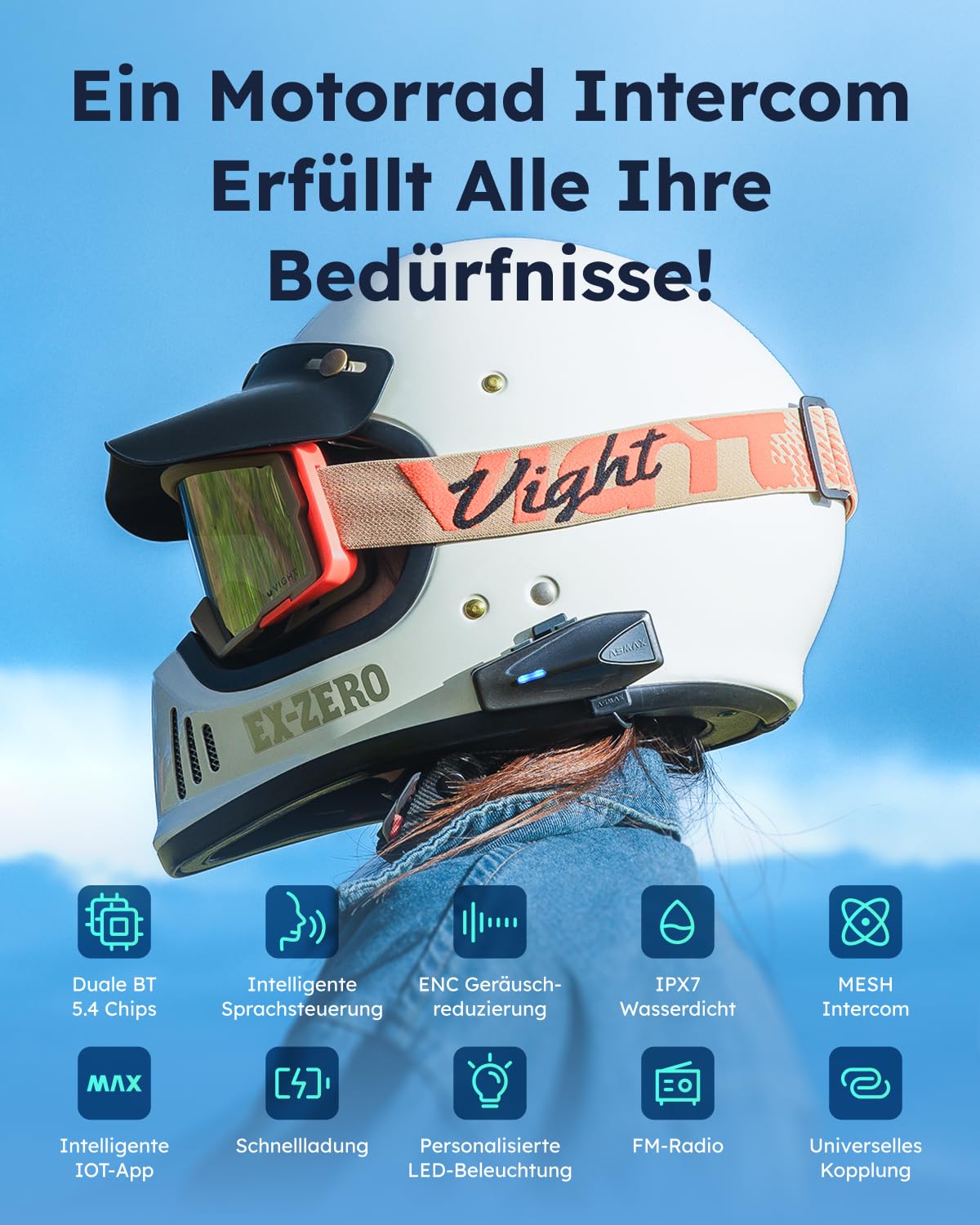 S1 Motorrad Bluetooth Headset für 8 Fahrer Mesh Kommunikationssystem Intercom Helm Gegensprechanlage