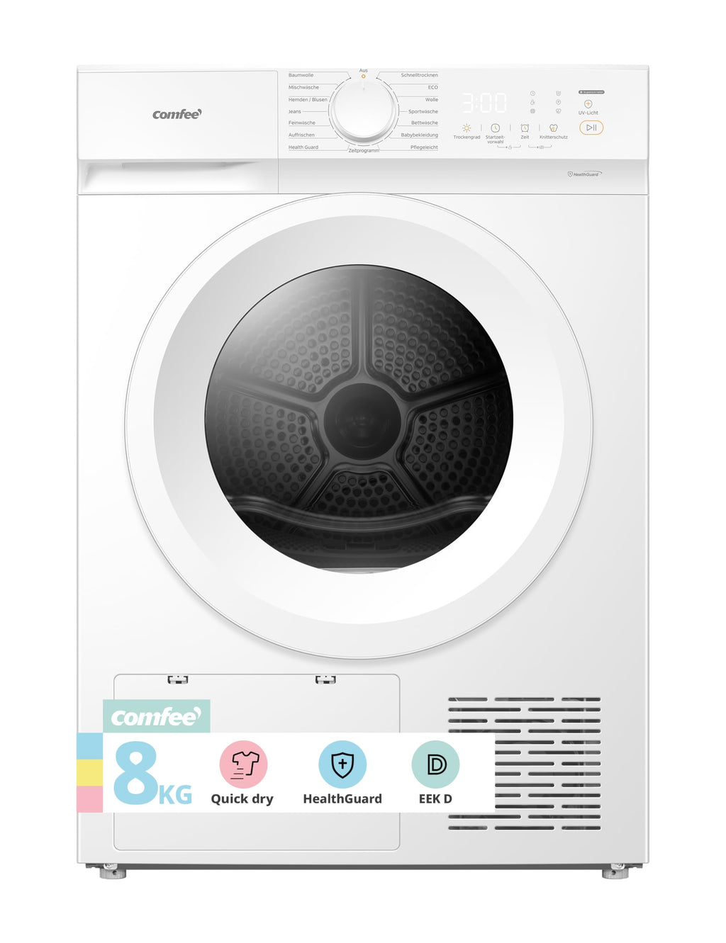 Wärmepumpentrockner 8 kg Energieklasse D Weiß CD08EHP05W Frontlader Trockner mit Wärmepumpe