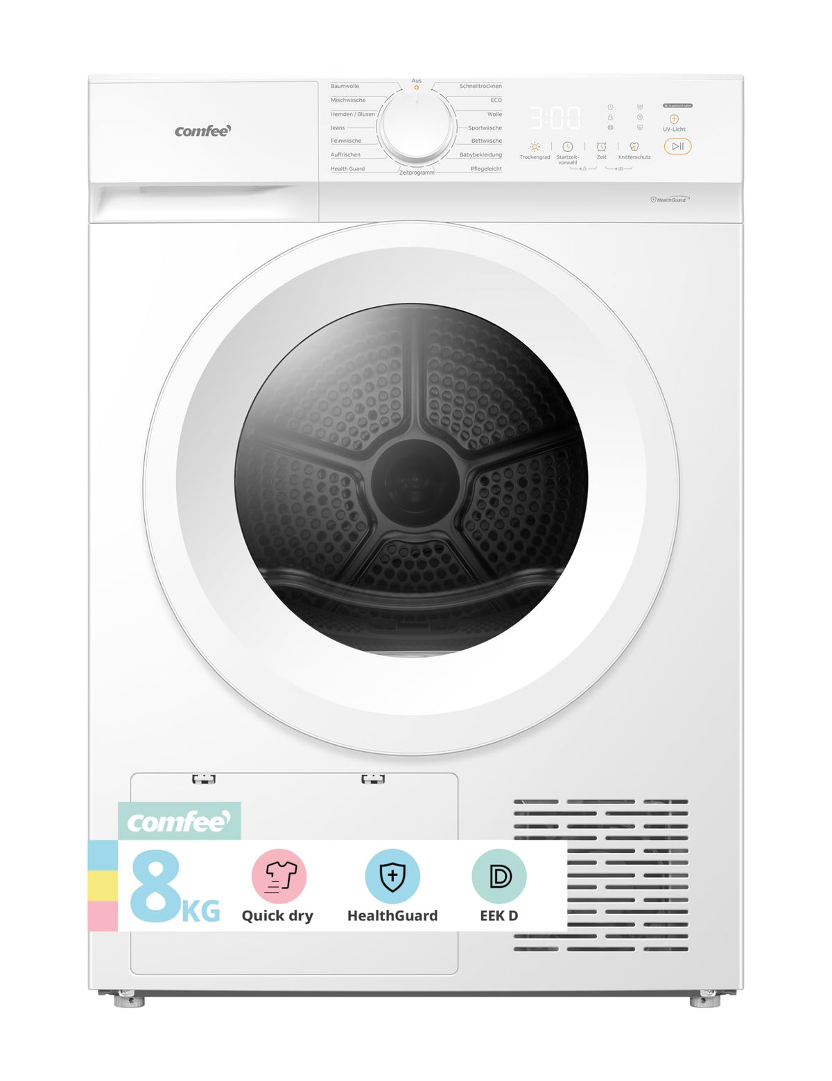 Wärmepumpentrockner 8 kg Energieklasse D Weiß CD08EHP05W Frontlader Trockner mit Wärmepumpe