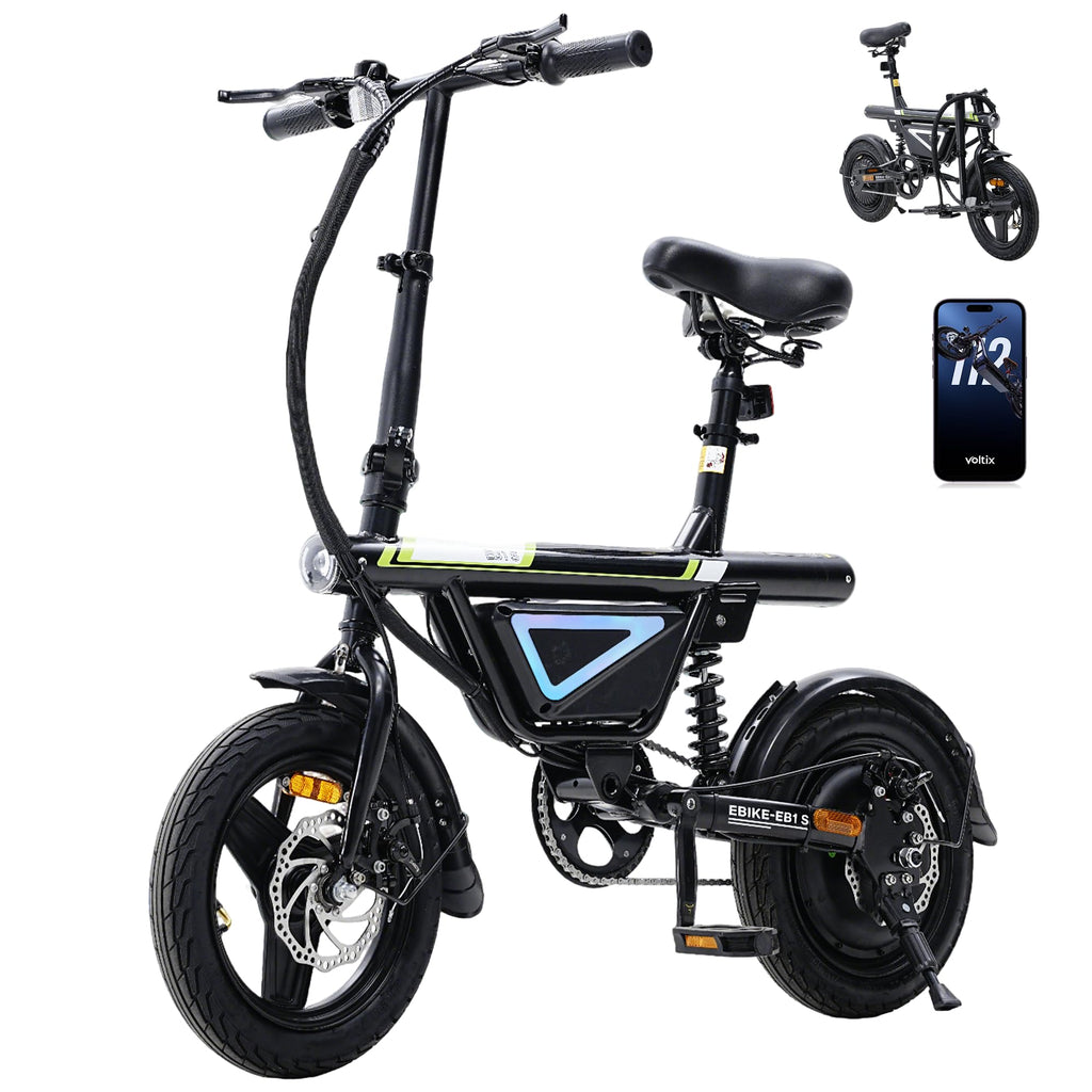 EBike Klapprad 14 Zoll Pedelec Citybike 36V 12Ah Akku 250W Motor 50 km Faltrad LED App Herren Damen Pendler