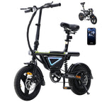 EBike Klapprad 14 Zoll Pedelec Citybike 36V 12Ah Akku 250W Motor 50 km Faltrad LED App Herren Damen Pendler