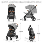Grande Plus Buggy von Geburt bis 22 kg einhandfaltbar Liegeposition Verdeck mit Fenster 4 gefederte Räder Grau