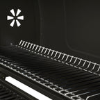 Holzkohlegrill Angular Guss Gusseisenrost Abdeckhaube Deckel verstellbare Kohlewanne Thermometer Grillwagen
