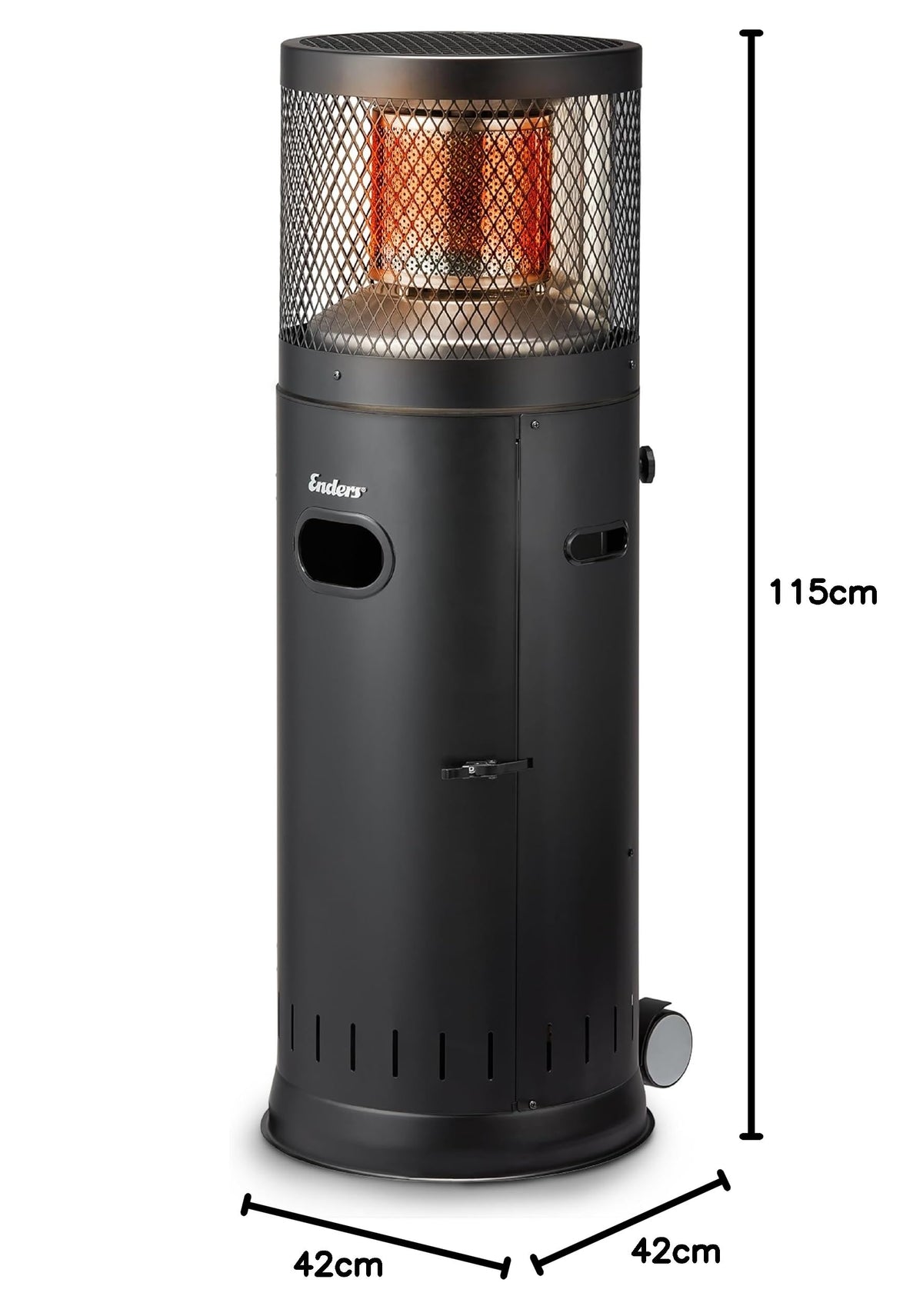 Terrassenheizer Polo Black 2.0 Gasheizstrahler 3 bis 6 kW stufenlos Edelstahlbrenner Umkippsicherung schwarz