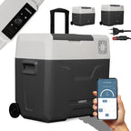 Tragbare Kompressor Kühlbox mit Rollen 47 Liter bis minus 20°C für Auto und Camping mit 230 V Netz