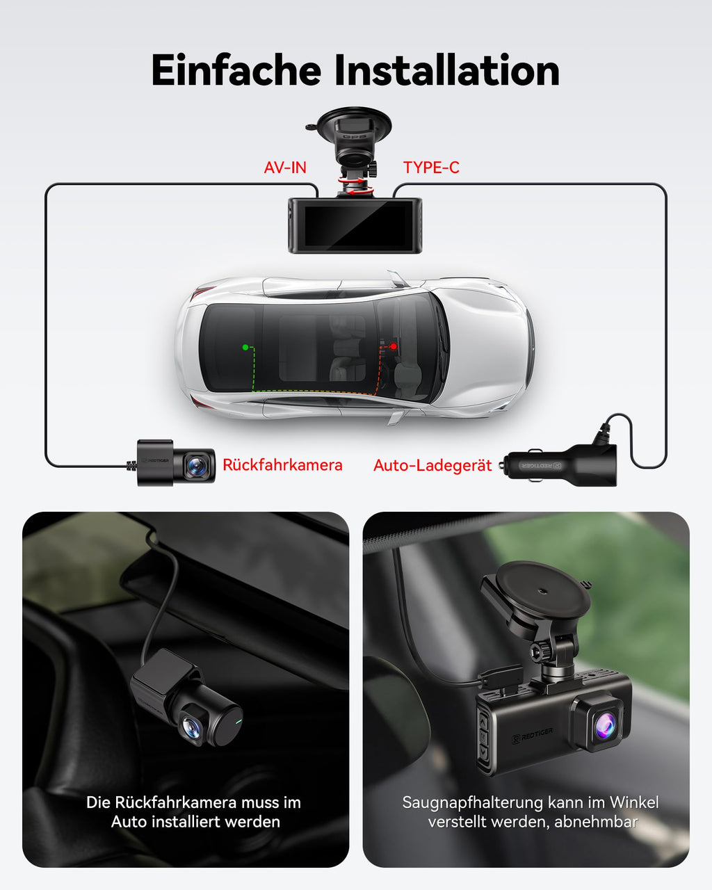 F7N Touch 4K Starvis 2 Dashcam Auto vorne hinten Sprachsteuerung für gestochen scharfe Aufnahmen