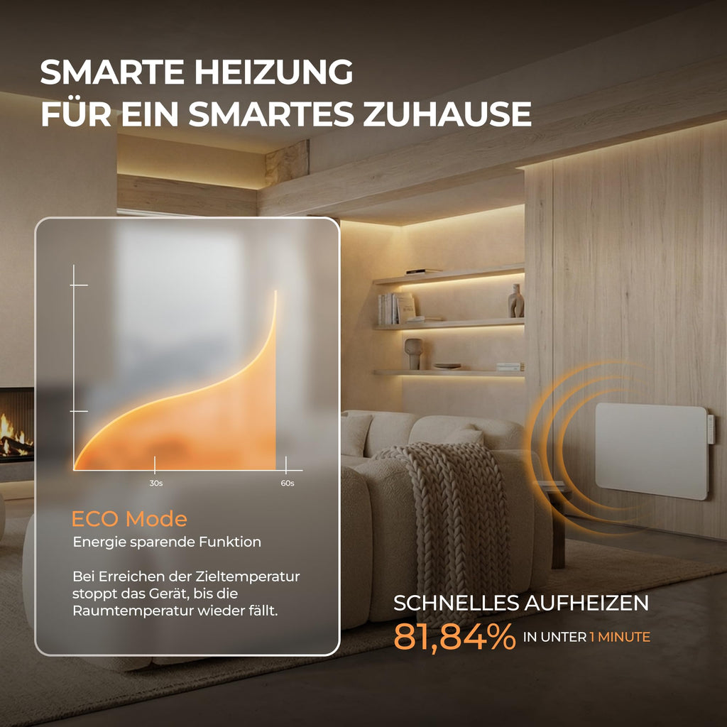 Hybrid Infrarotheizung 2000 W für Räume bis 30 qm Weiß Elektroheizung Raumheizung für Zuhause