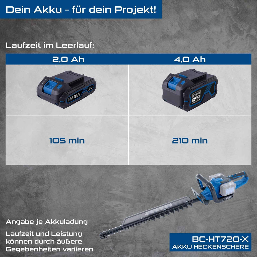 Akku Heckenschere BC-HT720-X Heckentrimmer mit Schnittlänge 650 mm für Garten und Heckenschnitt