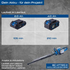 Akku Heckenschere BC-HT720-X Heckentrimmer mit Schnittlänge 650 mm für Garten und Heckenschnitt