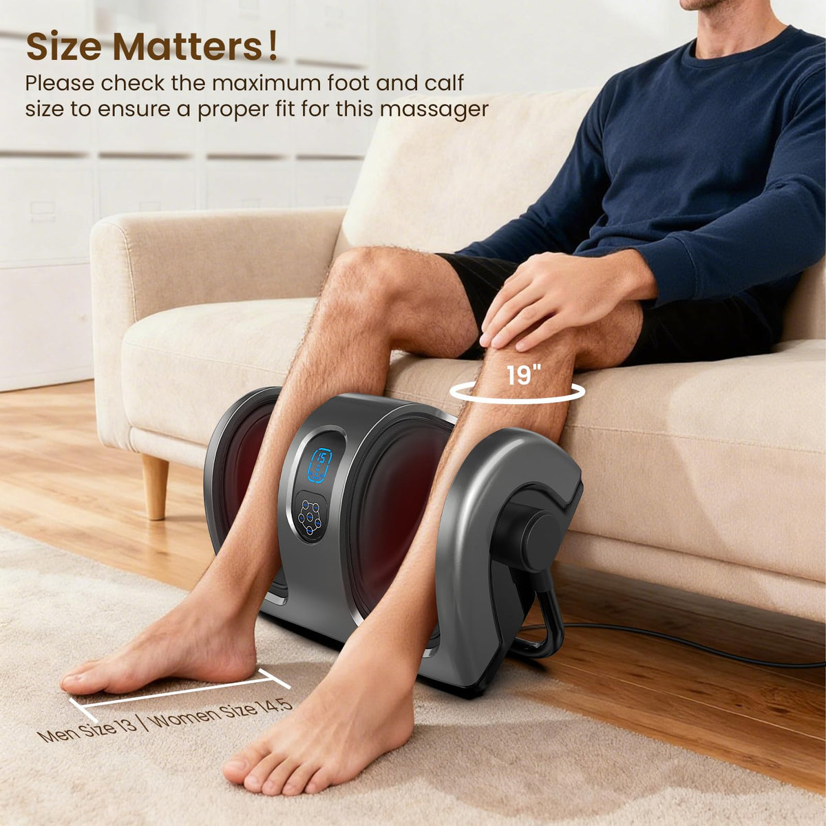 Shiatsu Fuß und Wadenmassagegerät elektrisch mit Wärme Knet und Rollmassage 360° verstellbar mit Fernbedienung