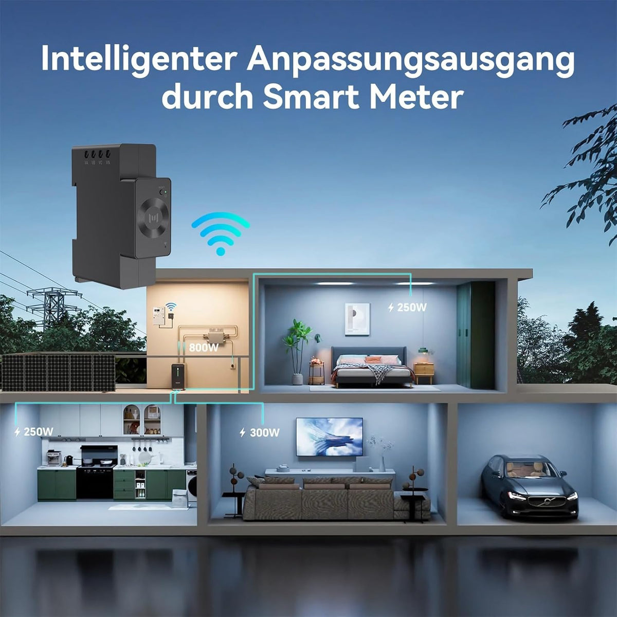 B2500 Speicher 2240Wh für Balkonkraftwerke LiFePO4 Akku 6000 Zyklen erweiterbar IP65 wasserdicht staubfest