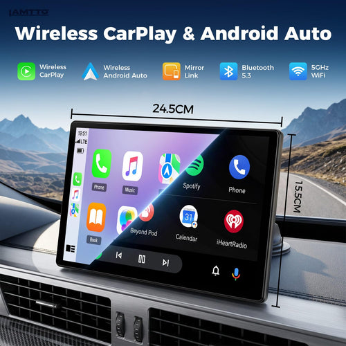 2026 Upgrade 11 Zoll Wireless CarPlay Display Android Auto Navigation Bluetooth AUX für alle Fahrzeuge