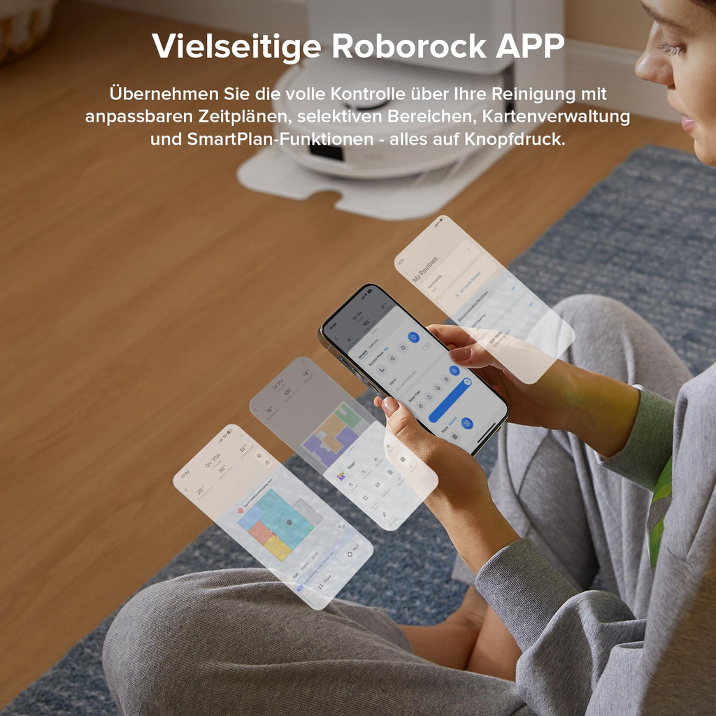 QV 35A Set Saugroboter mit Wischfunktion und 8.000 Pa Saugkraft für Teppiche und Hartböden