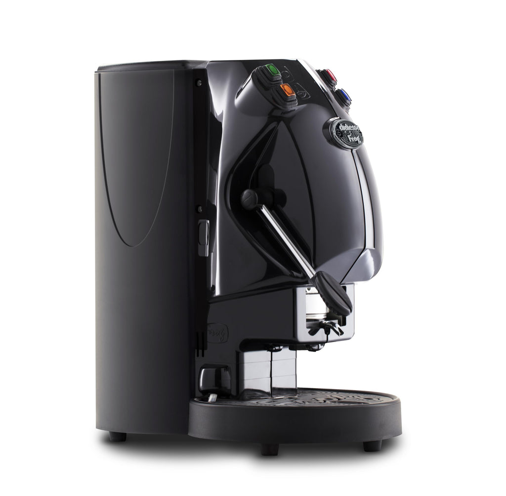 Frog Revolution Kaffeemaschine für Kaffeepads schwarz glänzend für Espresso zu Hause und im Büro 650 W