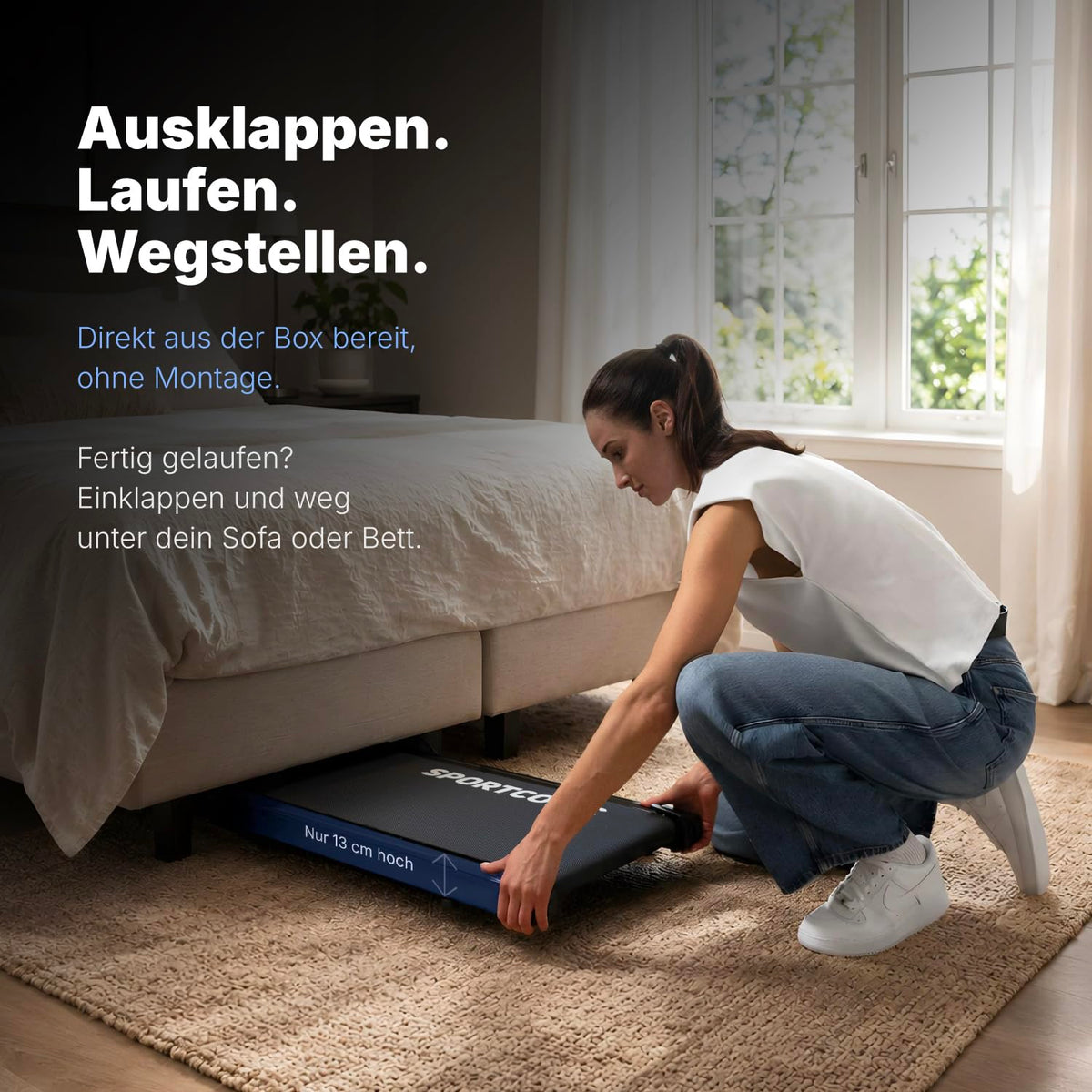 Laufband 1 bis 12 km/h klappbar elektrisch leise unterm Schreibtisch Walking Pad mit Steigung Tablet Halterung