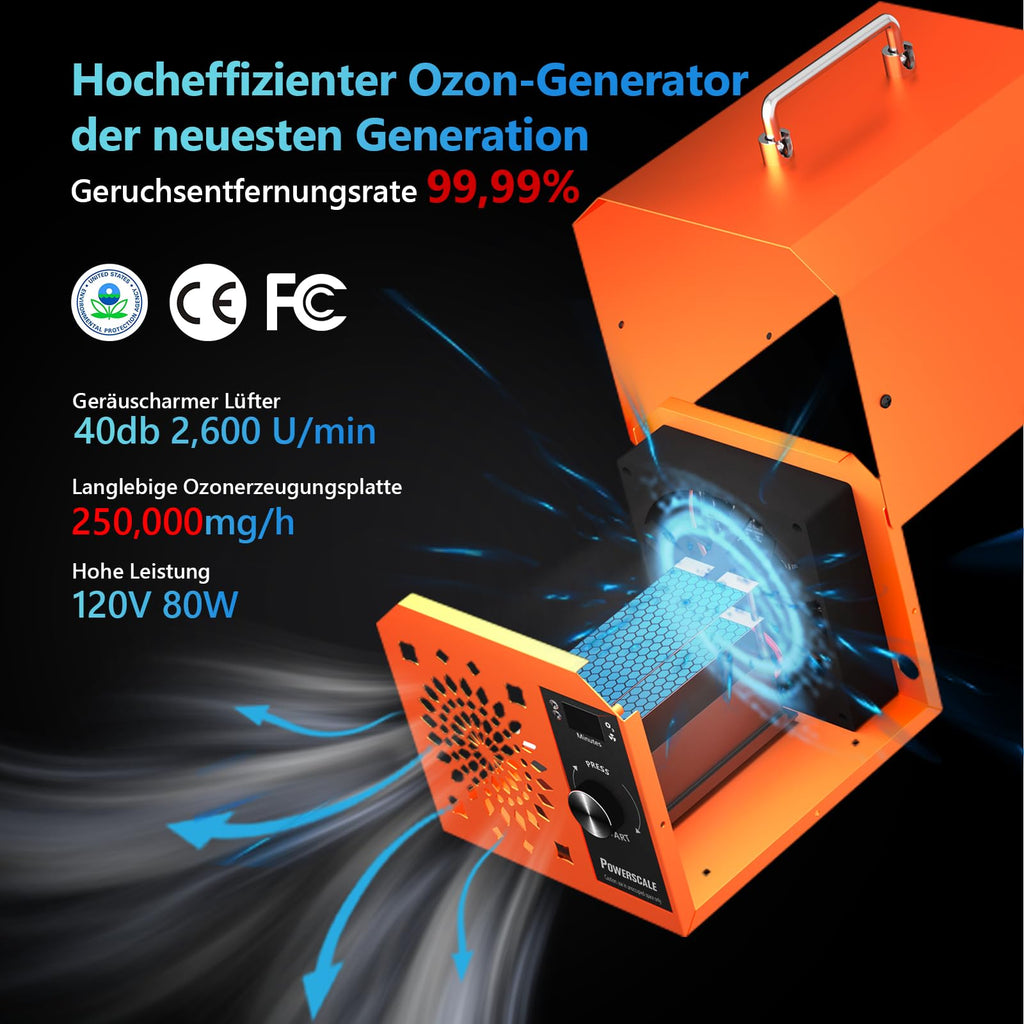 OZB3 Ozongenerator 250.000 mg/h Luftreiniger Geruchsbeseitigung Desinfektion Sterilisation große Räume Büros