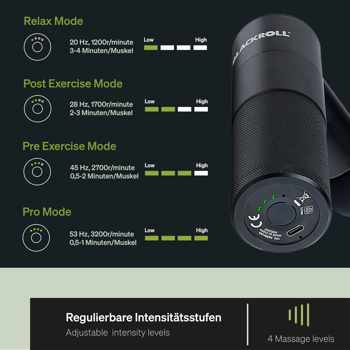 Fascia Mini Massagepistole USB C für Muskulatur Faszien 4 Aufsätze 4 Stufen Schmerzlinderung Entspannung