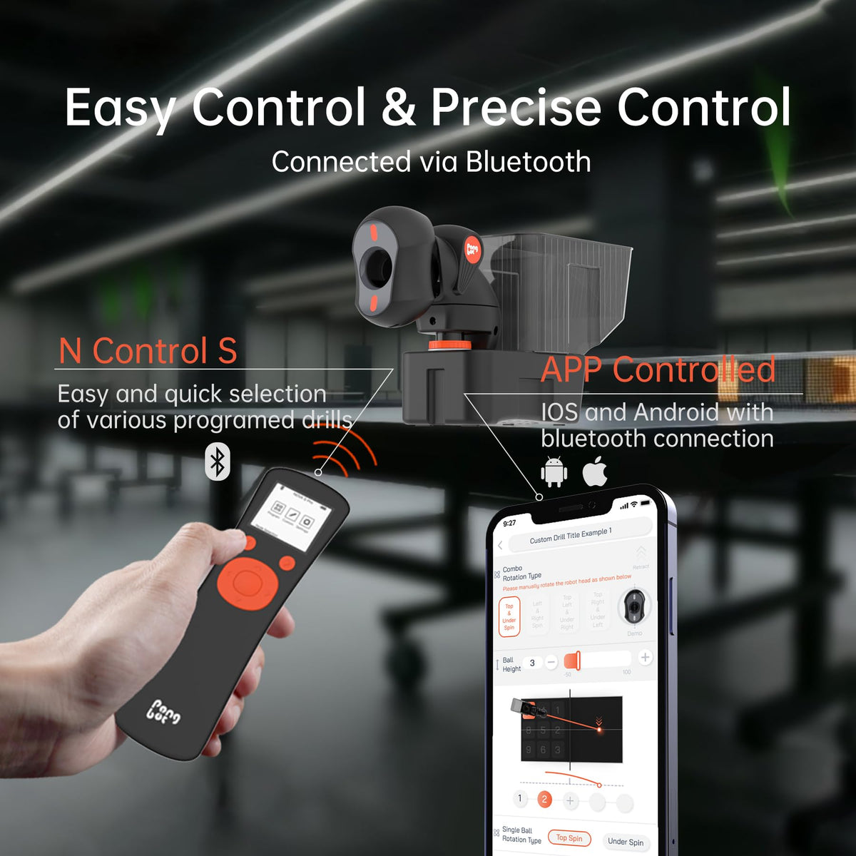Tischtennisroboter mit Remote und App Steuerung 264 Übungen Schleudern Frequenz Balltempo Rotationsstärke