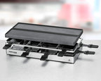 RC 1600 Raclette Grill für 8 Personen erweiterbar Parkdeck Alu Druckguss Grillplatte Antihaft 1460 W silber
