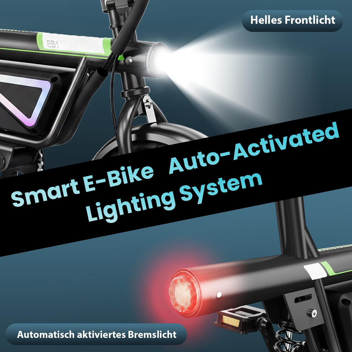 EBike Klapprad 14 Zoll Pedelec Citybike 36V 12Ah Akku 250W Motor 50 km Faltrad LED App Herren Damen Pendler