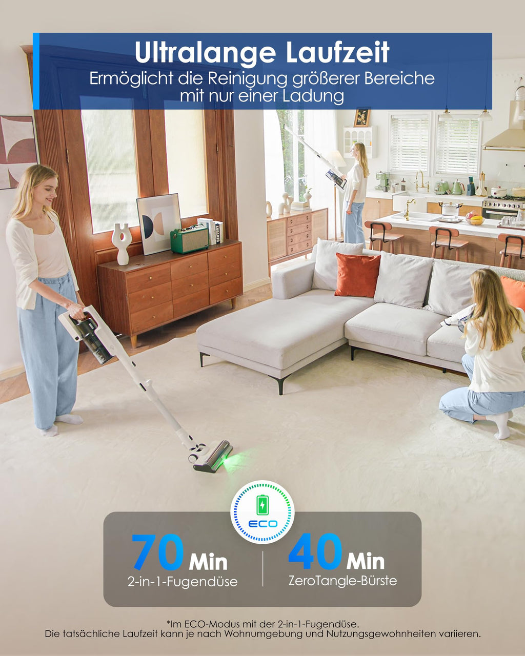 Pure ONE A50S Plus kabelloser Akku Stabstaubsauger 70 Min 185W 1L 3DSense Power Bürste für Tierhaare