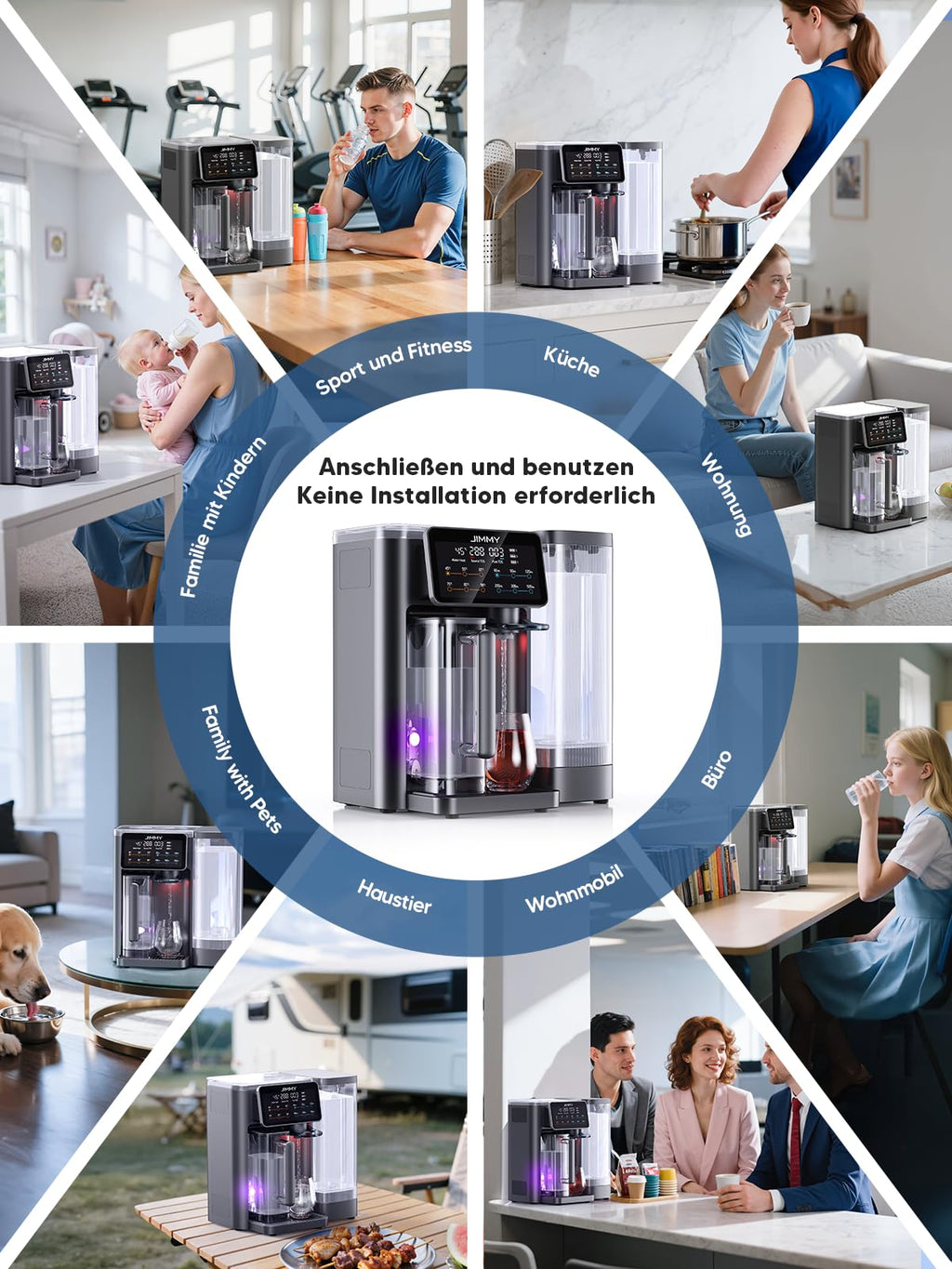 R9 Umkehrosmoseanlage Trinkwasser Heißwasserspender 7 Stufen RO Mineralien UV 3S Heizung 7 Temp TDS Monitor