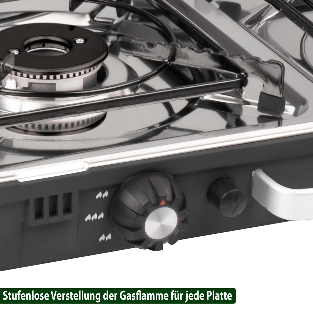 Campingkocher zweiflammig Gaskocher POWERKOOK 50 mbar mit 2 Grillplatten für Camping Outdoor