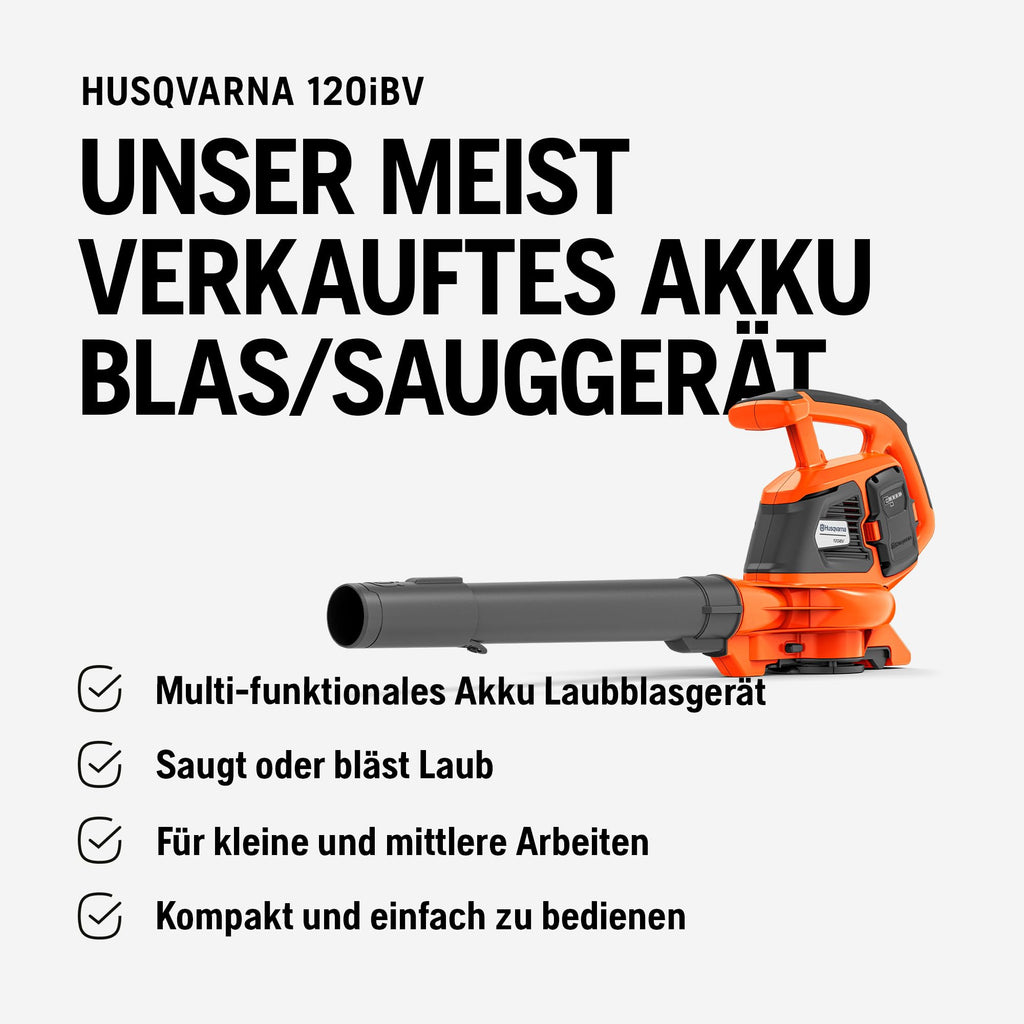 120iBV Akku Laubbläser und Laubsauger 2 in 1 mit Akku und Ladegerät kabellos für Garten und Hof
