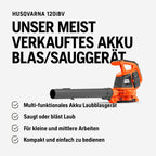 120iBV Akku Laubbläser und Laubsauger 2 in 1 mit Akku und Ladegerät kabellos für Garten und Hof