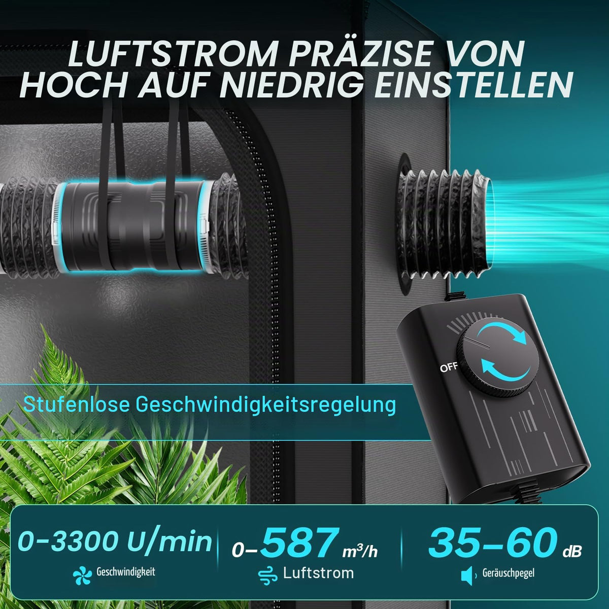 Growzelt Komplettset 70x70x160cm mit 160W LED Pflanzenlampe für Indoor Anzucht Wachstum und Blüte