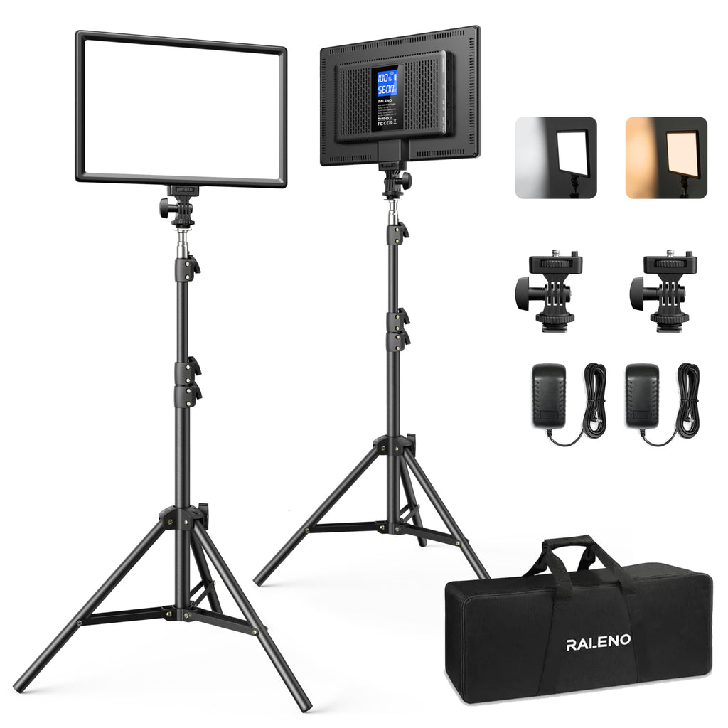 2er Set LED Videoleuchte mit 180 cm Stativ Softlicht für Video Streaming Fotografie