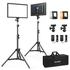 2er Set LED Videoleuchte mit 180 cm Stativ Softlicht für Video Streaming Fotografie