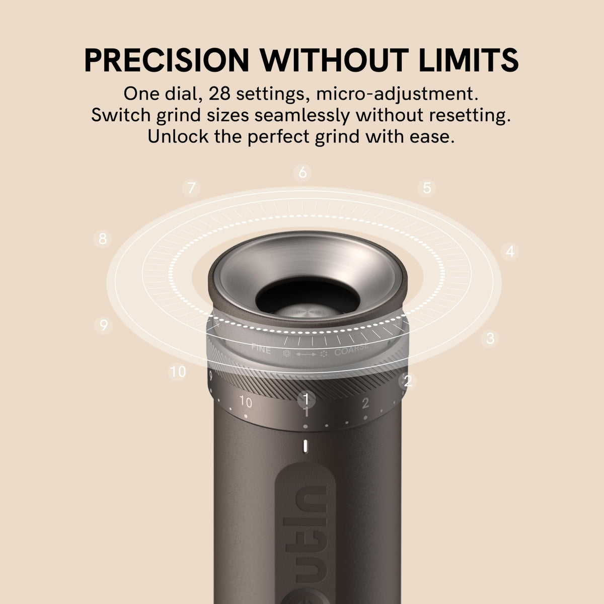 Fino Elektrische Kaffeemühle mit Kegelmahlwerk Tundra Brown für Espresso Filterkaffee French Press