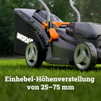 WG733E Akku Rasenmäher 20V 33cm Schnittbreite kabellos leise Elektro Rasenmäher für Garten und Rasenpflege