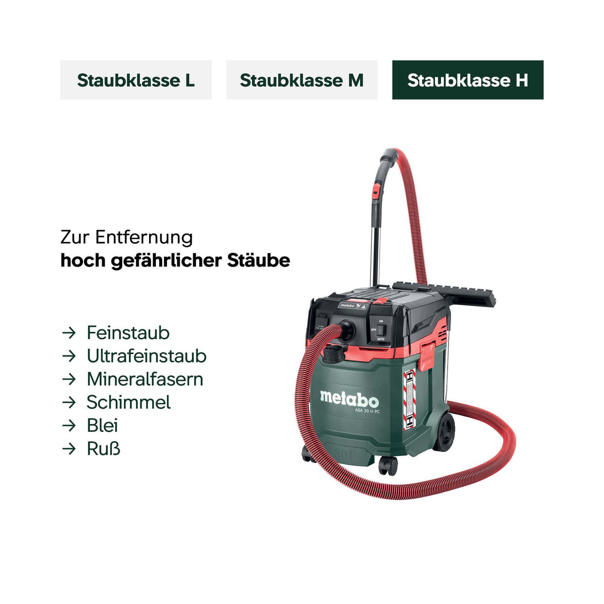 ASA 30 H PC Allessauger Nass und Trockensauger Staubklasse H 1200 W 30 L PressClean Bau und Werkstattsauger